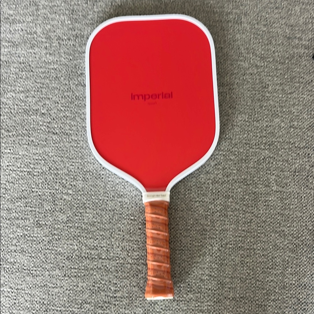 Vibrant Red and Brown Pickleball Paddle with Textured Grip
